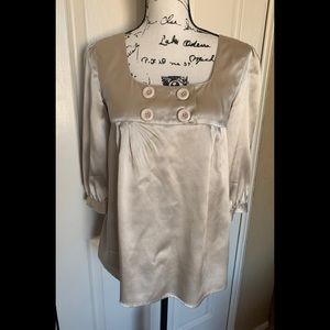 Sanctuary Clothing Gold Silk Peasant Top